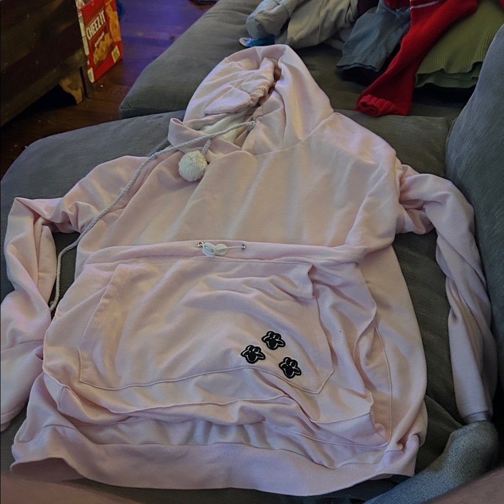Pink Hoodie with Pom Pom Detail XL Tiny Dog Holder Pouch - Picture 1 of 10